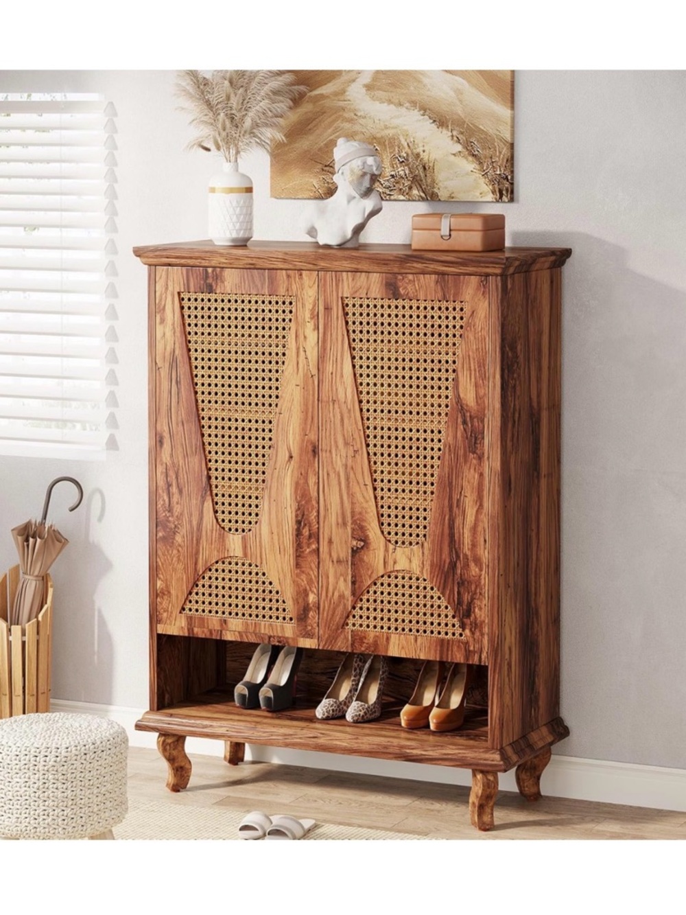Tribesigns® 5-Tier Rattan Shoe
Cabinet - Brown